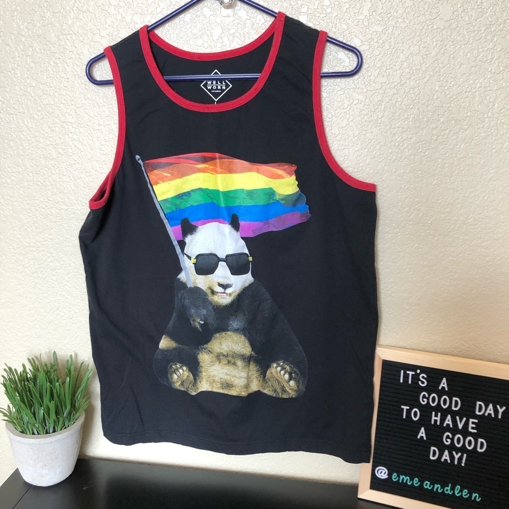 Rainbow flag flying Panda Bear Tank Top